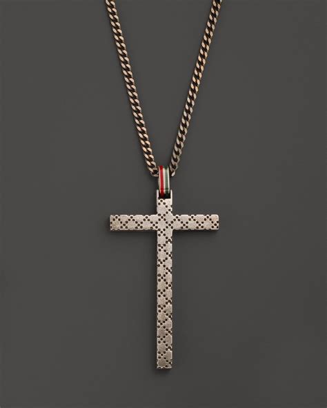 gucci sterling silver mens cross necklace